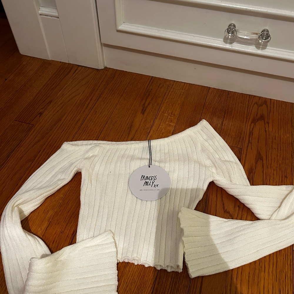 Princess Polly Cream Off-the-Shoulder Sweater